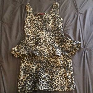 Betsey Johnson Peplum Leopard Dress